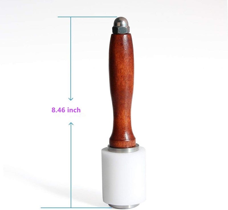 Evwoge Nylon Head Leather Carving Hammer Mallet For Leatherwork Leather Cowhide Sew Club DIY Leathercraft Wooden Mallet Wood Handle (I-Head) - Image 3